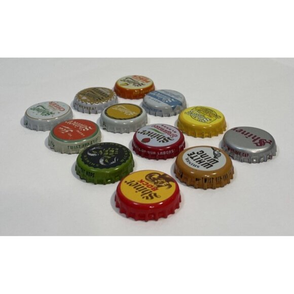 Lot of 12 Different Shiner Bock Texas Beer Bottle Caps Twist Top Lid - Picture 7 of 9